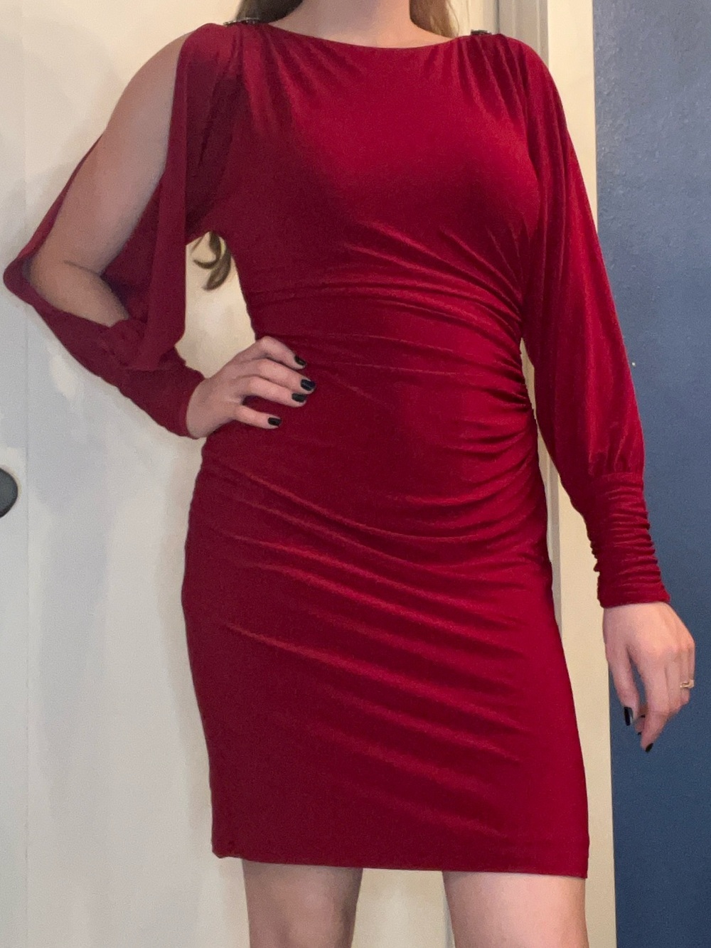 Lauren Ralph Lauren Crimson Ruched Mini Dress
